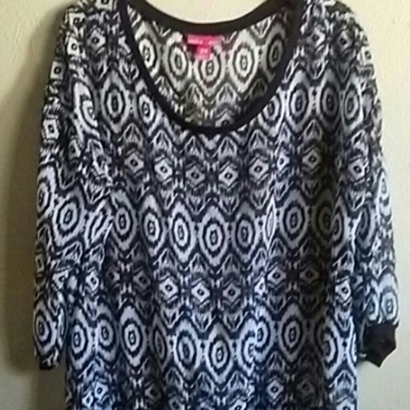 Final Price Mix & Co Black print  blouse - Picture 1 of 4
